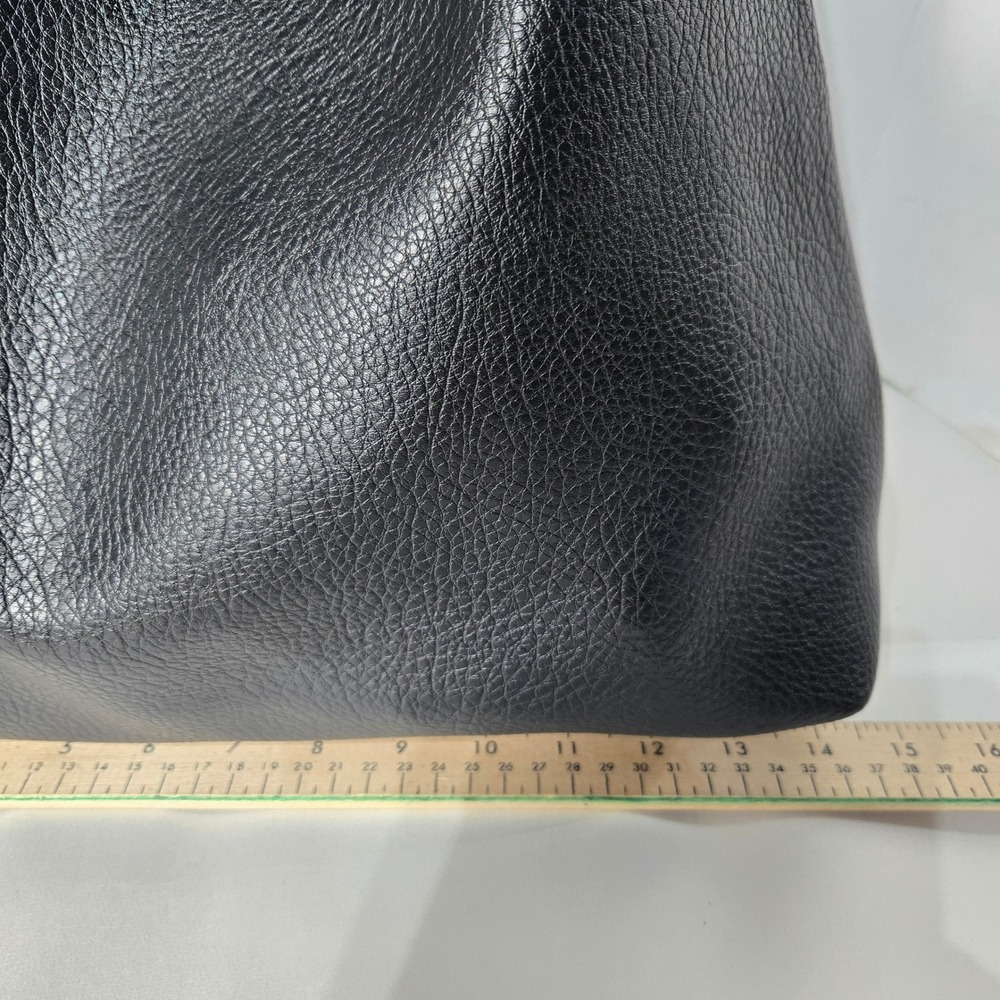 Hoxis Hobo Shoulder Bag Large Black Pebbled Vegan Leather Slouchy Tote - Picture 6 of 9